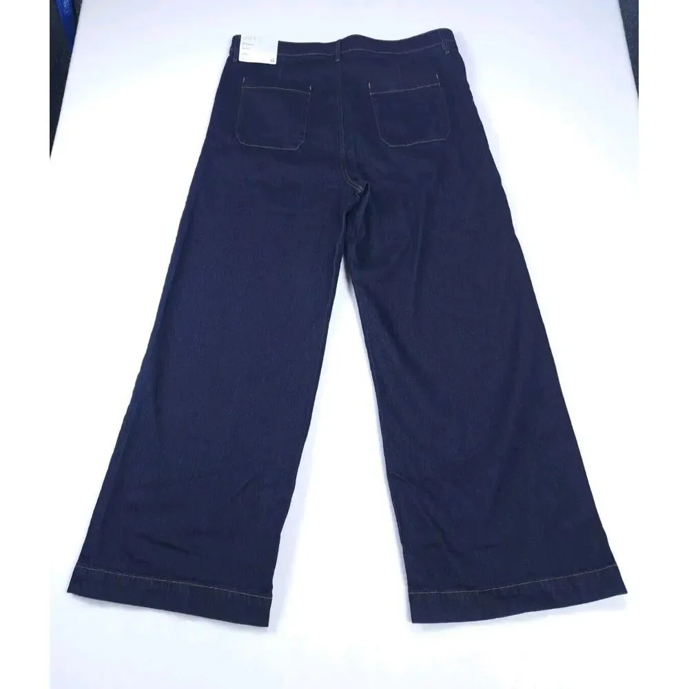 Ann Taylor Loft Jeans Woman's 34 ACT‎ 40 Dark Indigo Blue The Wide Leg High Rise - Picture 2 of 13